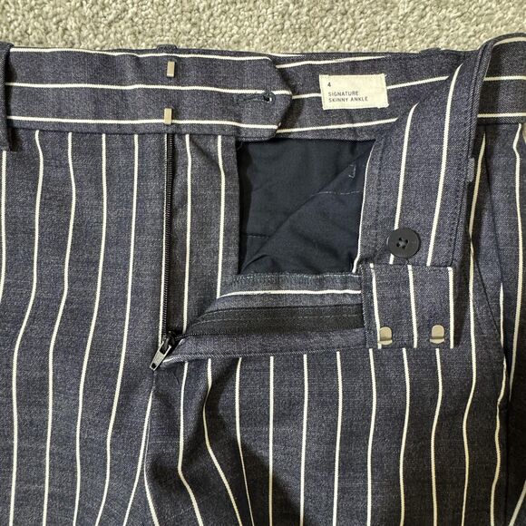 GAP Pants Womens 4 Navy Stripe Signature Skinny Ankle Work Office Stretch - Picture 4 of 13